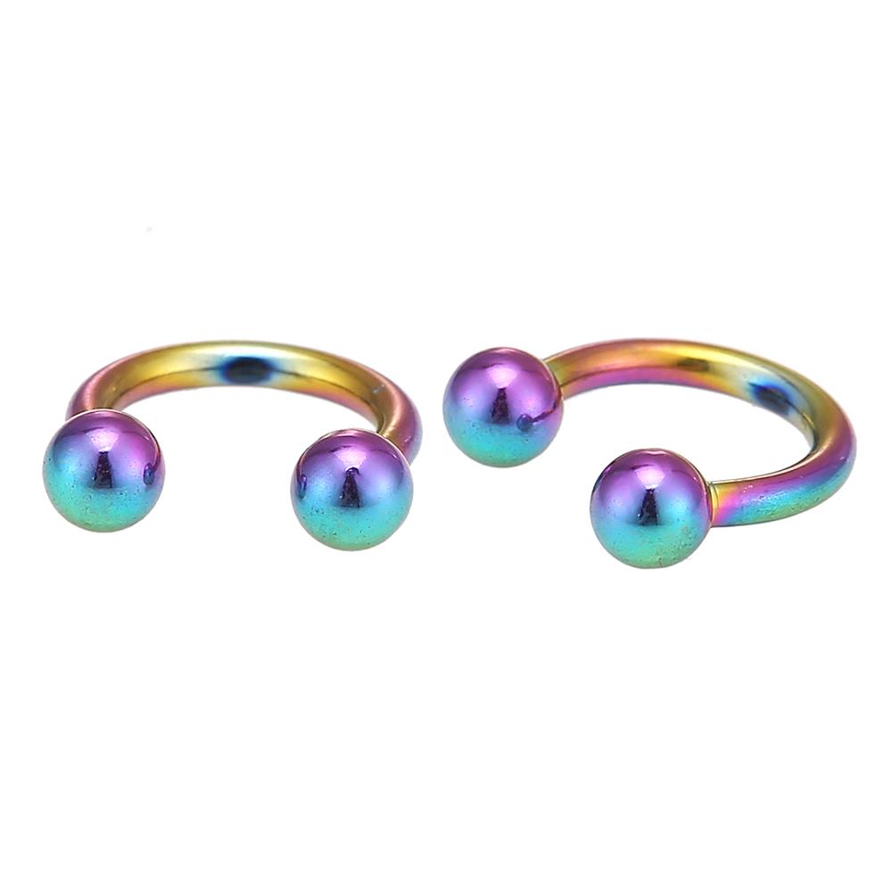 Piercing Circular Barbell Hufeisen mini mit kleinen Kugeln Regenbogen Farben aus Edelstahl
