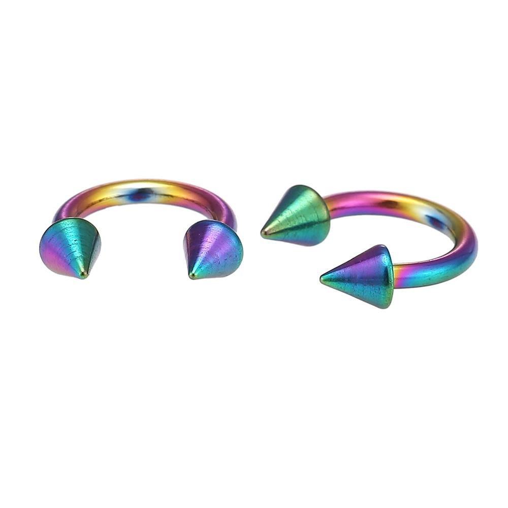 Circular Barbel Piercing mit Cones aus Edelstahl Regenbogen Farben Hufeisen
