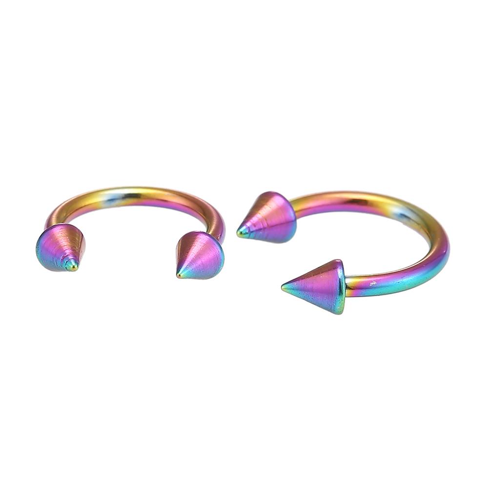 Circular Barbel Piercing mit Cones aus Edelstahl Regenbogen Farben Hufeisen Augenbraue