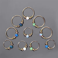 Load image into Gallery viewer, Universal Piercing Ring Edelstahl Opal Stein 0.8mm
