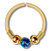 Load image into Gallery viewer, Universal Piercing Ring Edelstahl Opal Stein 0.8mm
