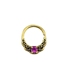 Load image into Gallery viewer, Universal Piercing Ring Brass pink Kristall Knoten celtic
