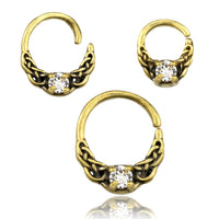 Cargar imagen en el visor de la galería, Universal Piercing Ring Brass klar Kristall Knoten celtic
