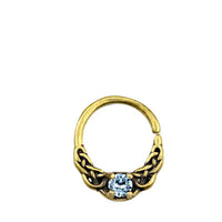 Cargar imagen en el visor de la galería, Universal Piercing Ring Brass Aqua Kristall Knoten celtic
