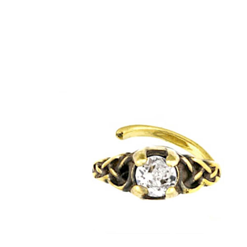Universal Piercing Ring Brass Knoten celtic weiß Kristall