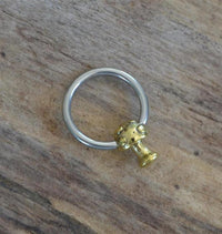 Load image into Gallery viewer, Piercing Klemmkugel Ring Brass Edelstahl Pilz 3D
