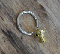Load image into Gallery viewer, Piercing Klemmkugel Ring Brass Edelstahl Pilz 3D
