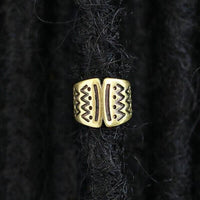 Load image into Gallery viewer, Ear cuff Dread Lock Bead Messing gold Ethno-Gravur
