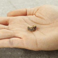 Load image into Gallery viewer, Ear cuff Dread Lock Bead Messing gold Schnörkel
