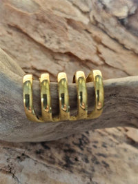 Load image into Gallery viewer, Ear cuff Dread Lock Bead Messing gold 5 Ringe glatt
