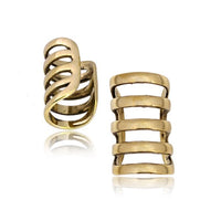 Load image into Gallery viewer, Ear cuff Dread Lock Bead Messing gold 5 Ringe glatt
