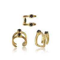 Load image into Gallery viewer, Ear cuff Dread Lock Bead Messing gold Onyx Bögen
