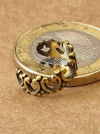 Load image into Gallery viewer, Ear cuff Dread Lock Bead Messing gold Herzen Krone
