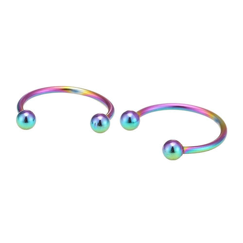 Piercing Circular Barbell mit kleinen Kugeln Regenbogen Farben aus Edelstahl Hufeisen - chic - net.de