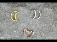 Cargar imagen en el visor de la galería, Piercing Edelstahl Ring für Nase Ohr Kristall Sichel - chic - net.de
