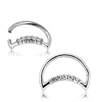 Cargar imagen en el visor de la galería, Piercing Edelstahl Ring für Nase Ohr Kristall Sichel - chic - net.de
