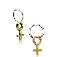 Cargar imagen en el visor de la galería, Piercing Klemmkugel Ring Brass Edelstahl Symbol weiblich - chic - net.de
