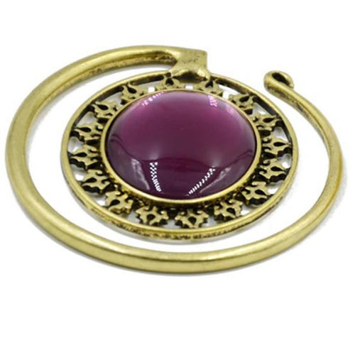 Piercing Ohrgewicht Brass oval Stein lila 4,7mm Spirale - chic - net.de