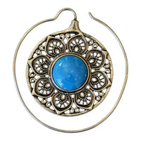 Load image into Gallery viewer, Piercing Ohrgewicht White Brass Blume Stein blau Spirale - chic - net.de
