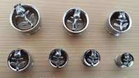 Load image into Gallery viewer, Schraubplug Chirurgenstahl Tunnel Plug Edelstahl silber Rose double flared Blätter
