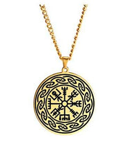 Load image into Gallery viewer, Halskette Edelstahl Vegvisir Celtic Rand Karabiner
