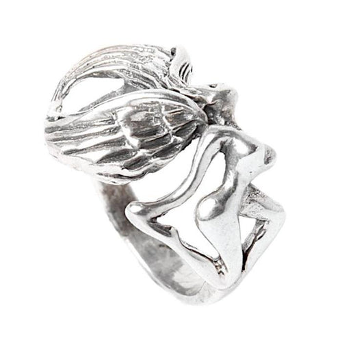 Ring filigran nackte Frau Engel 925e Sterling Silber - chic - net.de