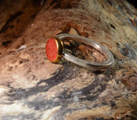 Load image into Gallery viewer, Ring Silber 925 vergoldet crushed Koralle Kreis - chic - net.de
