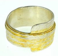 Load image into Gallery viewer, Ring Silber 925 vergoldet gebürstet Bänder Bandring - chic - net.de
