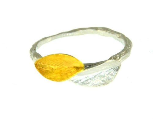 Ring Silber 925 vergoldet knotig verdickt Ast Blätter - chic - net.de