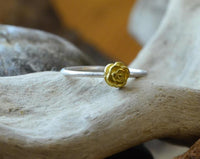 Load image into Gallery viewer, Ring Silber 925 vergoldet Rose filigran 1mm gebürstet - chic - net.de
