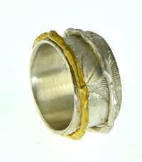 Load image into Gallery viewer, Ring Silber vergoldet Ringe beweglich Blätter Textur - chic - net.de
