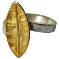 Load image into Gallery viewer, Ring vergoldet 925 Sterlingsilber Blatt verstellbar - chic - net.de

