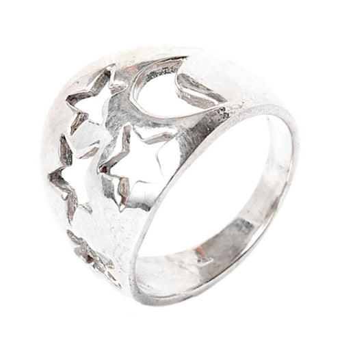 Ringe Nacht Sterne Mond 925 Sterling Silber breit massiv - chic - net.de