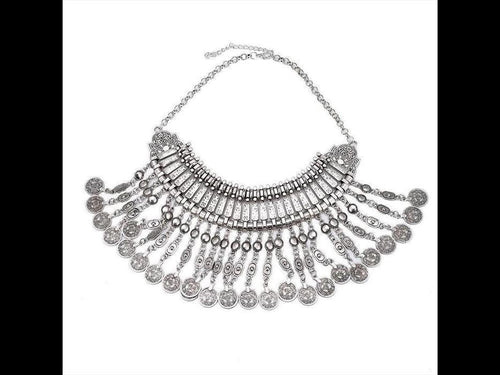 Schmuckset Münzen Ohrringe Kette Collier silbern Brass Spitzen - chic - net.de