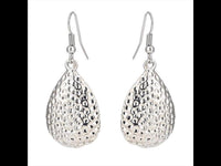 Cargar imagen en el visor de la galería, Schmuckset Ohrringe Kette Collier gehämmert silbern Brass Tropfen Sichel - chic - net.de
