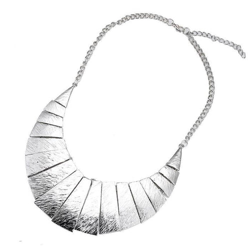 Schmuckset Ohrringe Kette Collier gerillt silbern Brass Dreieck Sichel - chic - net.de