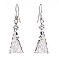 Cargar imagen en el visor de la galería, Schmuckset Ohrringe Kette Collier gerillt silbern Brass Dreieck Sichel - chic - net.de
