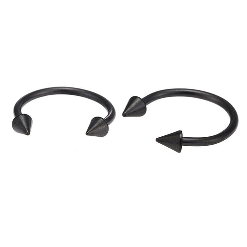 Schwarzes Circular Barbel Piercing groß mit Cones aus Edelstahl Hufeisen Augenbraue - chic - net.de