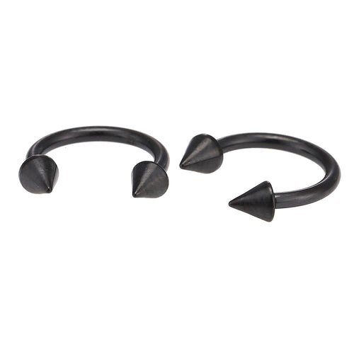schwarzes Circular Barbel Piercing mit Cones aus Edelstahl Hufeisen Augenbraue - chic - net.de