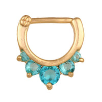 Cargar imagen en el visor de la galería, Septum Clicker Edelstahl goldfarben blau großer Zirkonia Stein - chic - net.de

