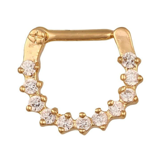Septum Clicker Piercing Edelstahl goldfarben Rand weiße Steine - chic - net.de