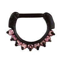 Load image into Gallery viewer, Septum Clicker Piercing Edelstahl schwarz Rand Lila Zirkonia Steine - chic - net.de
