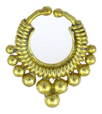 Cargar imagen en el visor de la galería, Septum Fake Piercing Nasenringe Kugeln Spiralfeder Messing goldfarben nickelfrei antik exotisch Ohrring - chic - net.de
