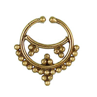 Cargar imagen en el visor de la galería, Septum Fake Piercing Nasenringe Punkte Sichel Spitzen Messing goldfarben nickelfrei antik Ohrring - chic - net.de
