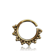 Load image into Gallery viewer, Septum Piercing Nasenringe kleine Zacken Messing 1 mm goldfarben antik Ohrring - chic - net.de
