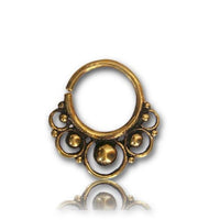 Cargar imagen en el visor de la galería, Septum Piercing Nasenringe Spiralbogen Kugeln Messing 2 mm goldfarben antik Ohrring - chic - net.de
