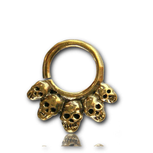 Septum Piercing Nasenringe Totenköpfe Messing 1,6 mm goldfarben nickelfrei antik exotisch Ohrring - chic - net.de