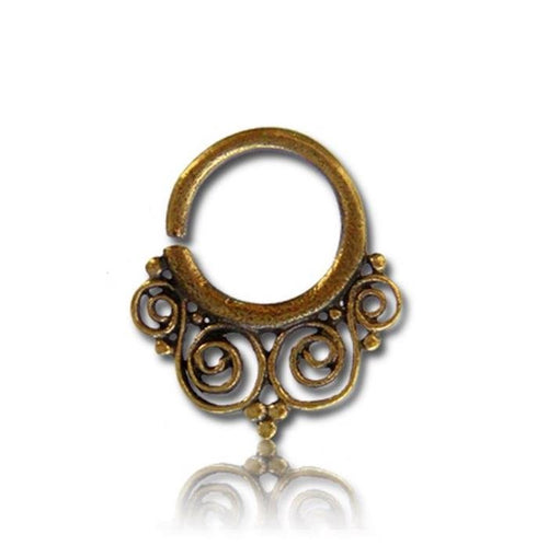 Septum Piercing Nasenringe verschnörkelt Spiralbogen Messing goldfarben nickelfrei antik exotisch Ohrring - chic - net.de