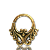 Load image into Gallery viewer, Septum Piercing Nasenringe verschnörkelt Wellen 1 mm goldfarben nickelfrei antik exotisch Ohrring - chic - net.de
