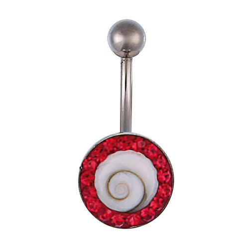 Shivaauge Bananen Piercing rund Glaskristall rot Bauchnabel 925er Silber Shiva Auge - chic - net.de